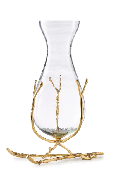 Shop Classic Touch Decor 11" Glass Vase With Gold Twig Base