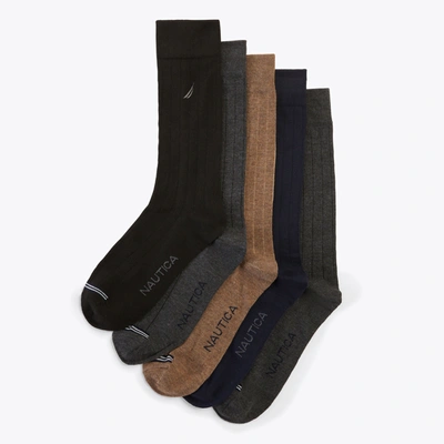 Shop Nautica Mens Solid Ribbed Dress Socks, 5-pack In Multi