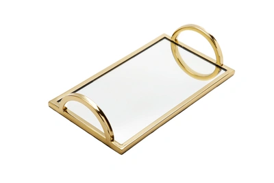 Shop Classic Touch Decor Rectangular Mirror Tray With Gold Handles -12"l