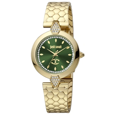 Shop Just Cavalli Women's Donna Green Dial Watch In Gold