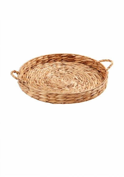 Shop Mudpie Woven Water Hyacinth Tray In Lazy Susan