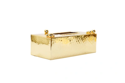 Classic Touch Decor Gold Hammered Tissue Box With Ball Design