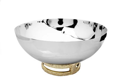 Shop Classic Touch Decor 11.5" Stainless Steel Bowl With Gold Loop Base