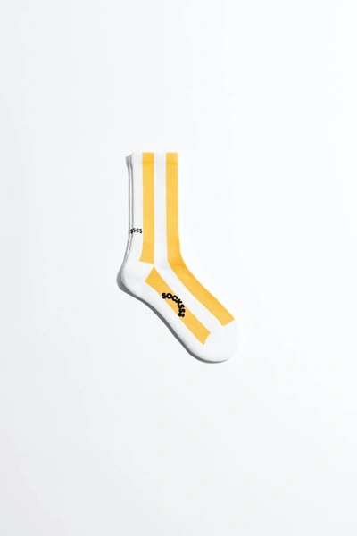 Shop Socksss Tennis Stripes Sunbeam Socks In White/yellow
