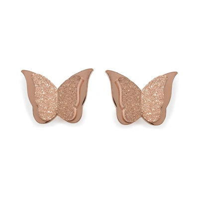 Sohi Gold Plated Butterfly Studs In Gold