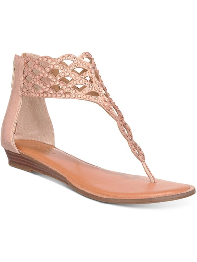 Shop Thalia Sodi Ilene Womens Microfiber Rhinestone Flat Sandals In Pink