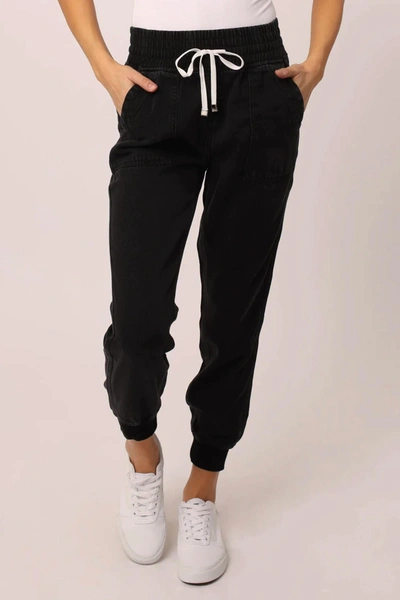 Dear John Denim Jacey High Rise Jogger Pants In Black In Black
