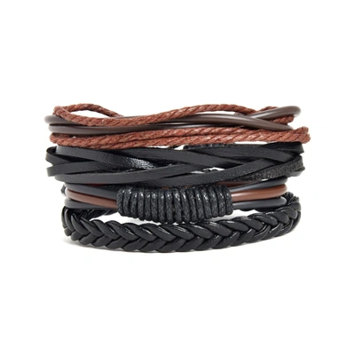 Shop Sohi Pu Leather Bracelet For Men In Black