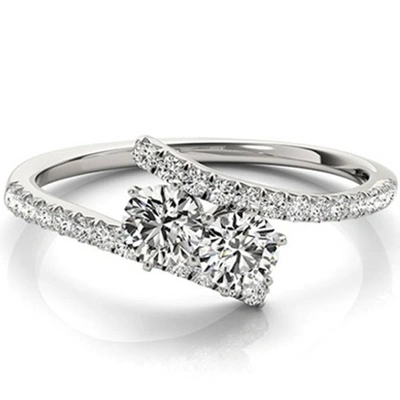Shop Pompeii3 1 1/4 Ct Two Stone Diamond Forever Us Engagement Ring Solitaire 14k White Gold In Multi