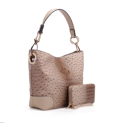 Mkf Collection By Mia K Wandy Soft Vegan Leather Hobo & Wallet Set In Beige