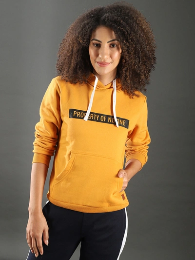 Shop Campus Sutra Women Printed Stylish Casual Hooded Sweatshirts In Yellow