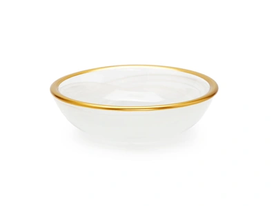 Classic Touch Decor Set Of 6 Alabaster White Dip Bowls With Gold Rim