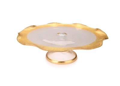 Shop Classic Touch Decor 12" Cake Stand With Gold Wavy Decoration