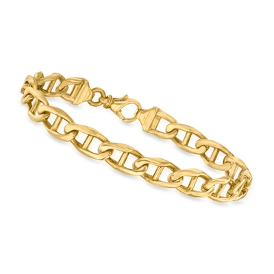 Shop Canaria Fine Jewelry Canaria Men's 8.5mm 10kt Yellow Gold Anchor-link Bracelet In White