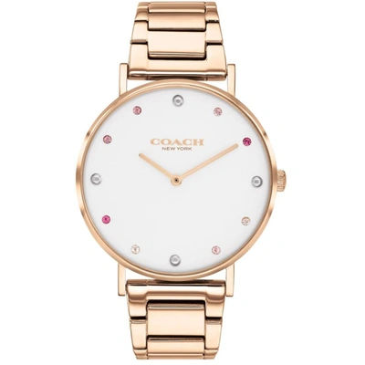 Shop Coach Women's Perry White Dial Watch In Gold