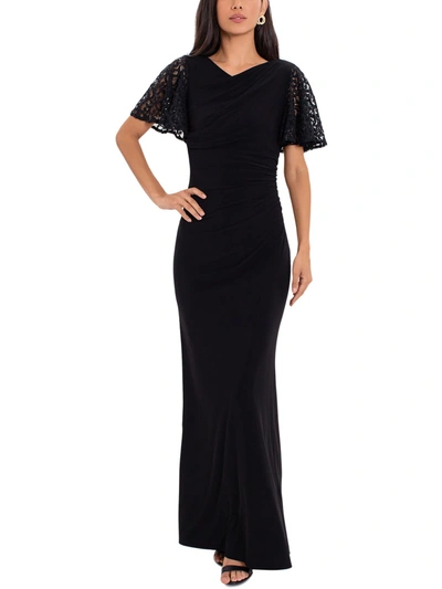 Shop B & A By Betsy And Adam Petites Womens Lace Trim Maxi Evening Dress In Black