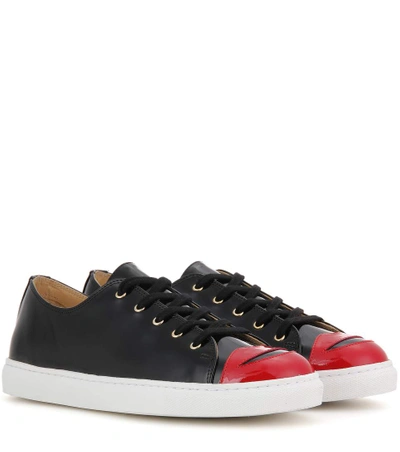 Shop Charlotte Olympia Kiss Me Patent Leather Sneakers In Llack