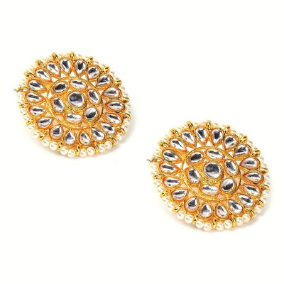 Shop Sohi Gold Plated Kundan Studs In Silver