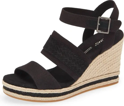 Shop Toms Madelyn Canvas Braided Suede Wedge In Black
