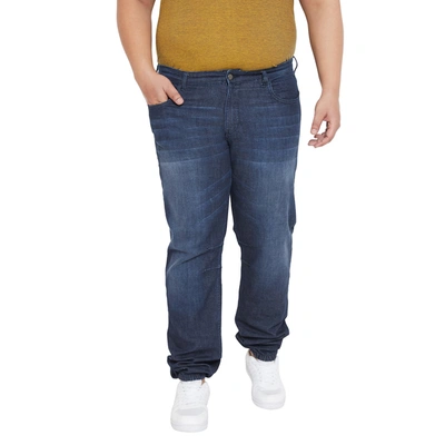 Shop Instafab Plus Men Solid Regular-fit Denim Jeans In Blue