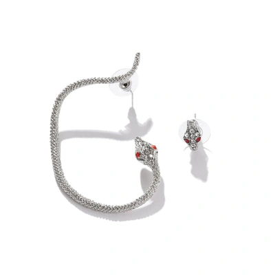 Sohi Silver-toned Contemporary Drop Earrings In Silver