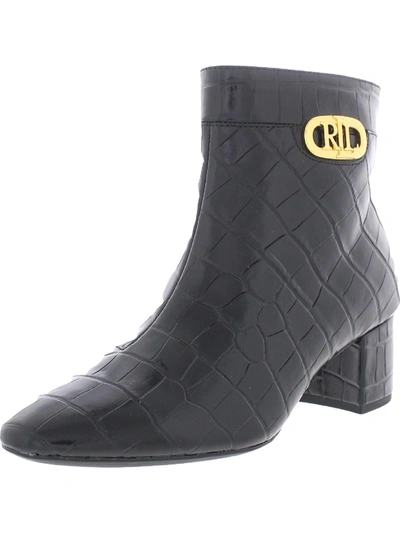 Shop Lauren Ralph Lauren Wynne Ii Womens Leather Snake Print Ankle Boots In Multi