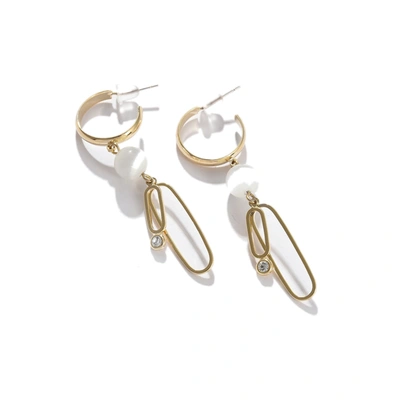 Shop Sohi Gold-toned Contemporary Drop Earrings In Silver