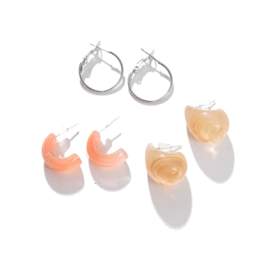Shop Sohi Orange Contemporary Studs Earrings In Beige