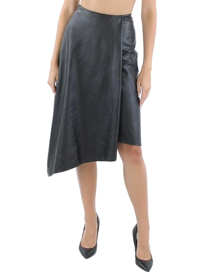 Shop Alice And Olivia Womens Asymmetric Mid Calf Wrap Skirt In Grey
