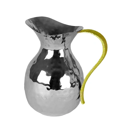 Classic Touch Decor Stainless Steel Pitcher With Gold Handle