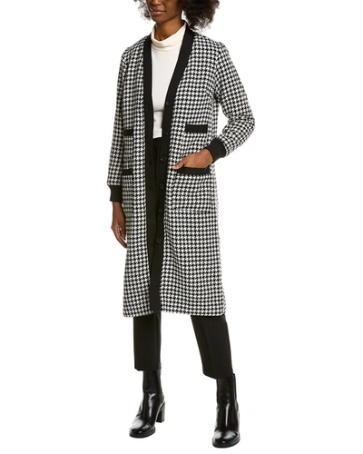 Shop Kathy Ireland Tweed Wool-blend Coat In Black