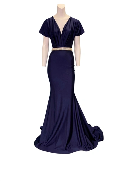 Shop Jessica Angel Evening Gown In Navy In Blue