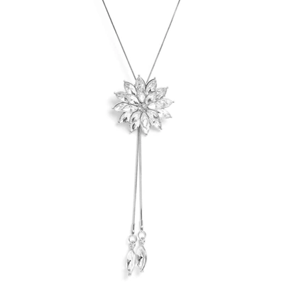 Sohi Floral-crystal Negligee Necklace In Silver