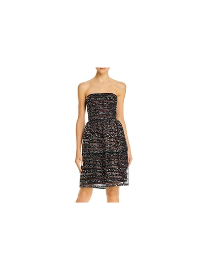 Shop Aidan Mattox Womens Tiered Sequined Cocktail Dress In Black