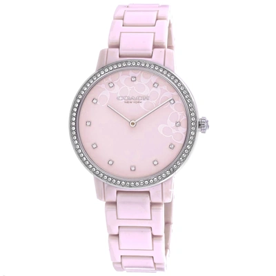 Shop Coach Women's Pink Dial Watch In Silver