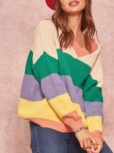 Shop Promesa Open-back Cotton-blend Sweater In Cream/green In Beige