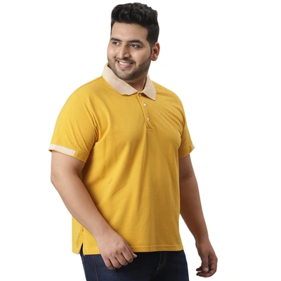 Shop Instafab Plus Men Solid Half Sleeve Polo Neck T-shirt In Yellow