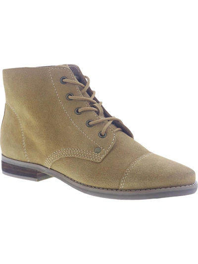 Shop Array Tacoma Womens Suede Leather Closed Tap Toe Ankle Boots In Gold
