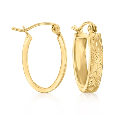 Shop Canaria Fine Jewelry Canaria 10kt Yellow Gold Patterned Oval Hoop Earrings