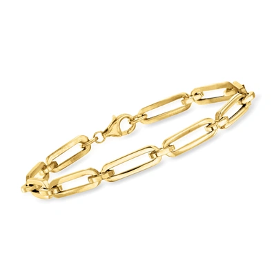 Ross-simons Italian 18kt Yellow Gold Paper Clip Link Bracelet With Lobster Clasp In White
