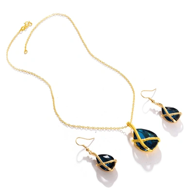 Sohi Blue Color Gold Plated Designer Stone Necklace And Earring Set For Women's In Blue