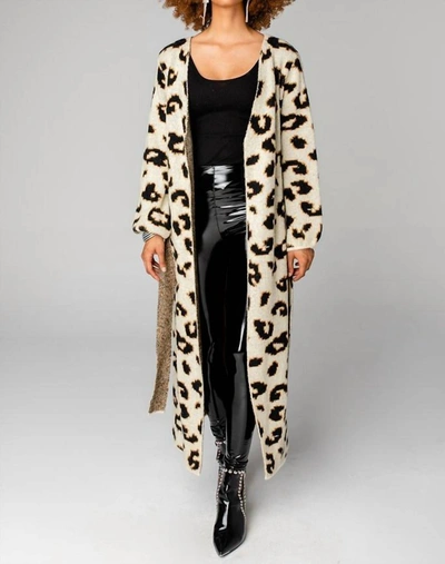 Shop Buddylove Margaret Long Cardigan In Leopard In Beige