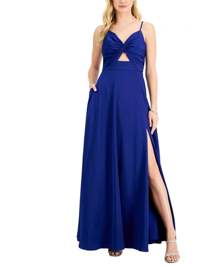 Shop Aidan Mattox Womens Cut Out Full Length Evening Dress In Blue