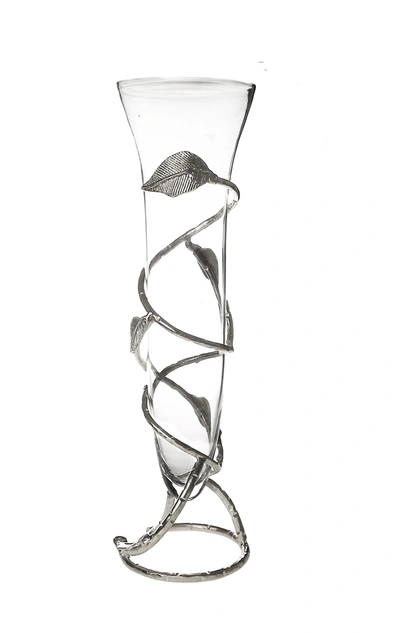 Shop Classic Touch Decor Glass Vase With Removable Nickel Leaf Design Base