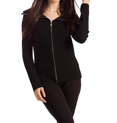 Shop French Kyss Amaya Zip Front Cardigan In Black