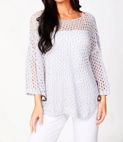 Shop French Kyss Aimee Wooden Button Poncho In Slate In White