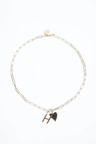 Shop Eklexic Cara Charm Necklace In Gold In Black