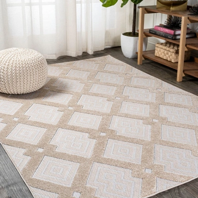 Jonathan Y Duwun High-low Pile Ogee Trellis Tone-on-tone Indoor/outdoor Area Rug