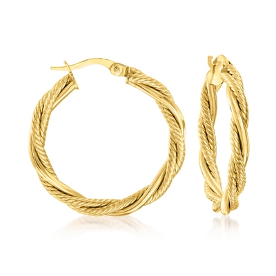 Shop Canaria Fine Jewelry Canaria Italian 10kt Yellow Gold Twisted Hoop Earrings In White