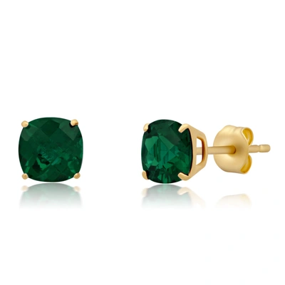 Shop Max + Stone 14k Yellow Gold 6mm Cushion Cut Gemstone Stud Earrings In Green